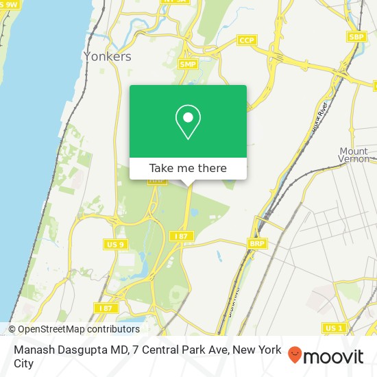 Mapa de Manash Dasgupta MD, 7 Central Park Ave