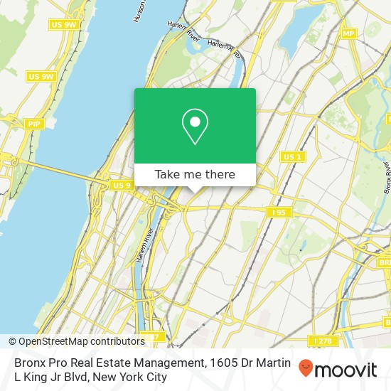 Mapa de Bronx Pro Real Estate Management, 1605 Dr Martin L King Jr Blvd