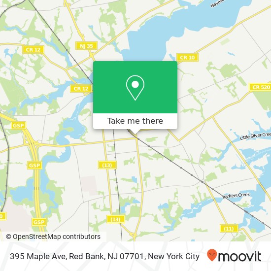 Mapa de 395 Maple Ave, Red Bank, NJ 07701