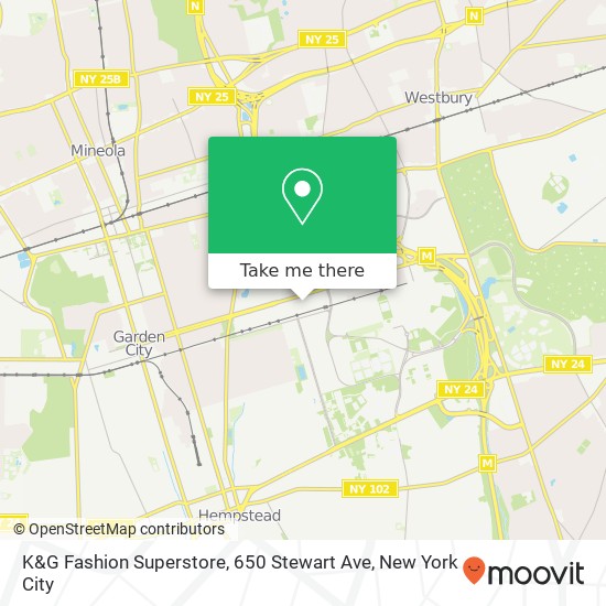 Mapa de K&G Fashion Superstore, 650 Stewart Ave