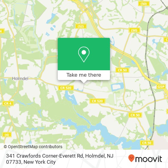 Mapa de 341 Crawfords Corner-Everett Rd, Holmdel, NJ 07733