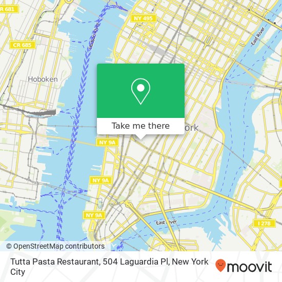 Mapa de Tutta Pasta Restaurant, 504 Laguardia Pl