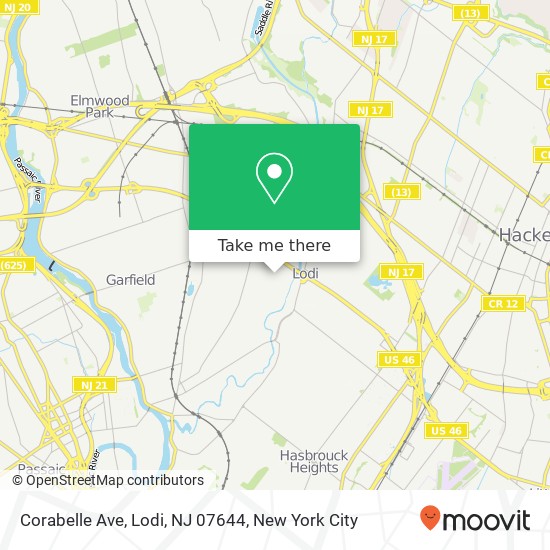 Mapa de Corabelle Ave, Lodi, NJ 07644