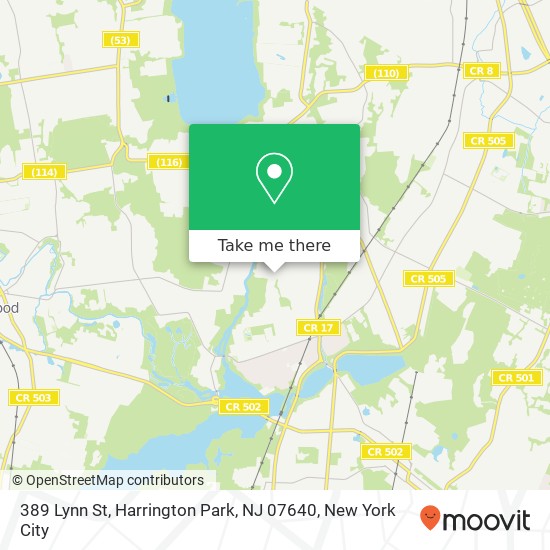 Mapa de 389 Lynn St, Harrington Park, NJ 07640