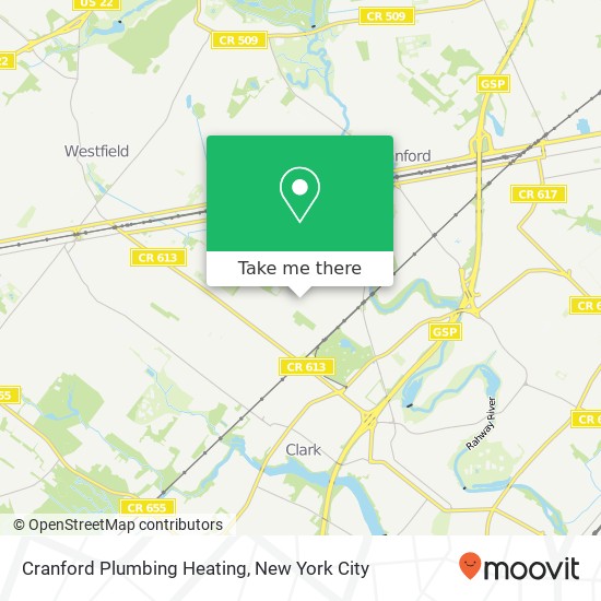 Cranford Plumbing Heating map