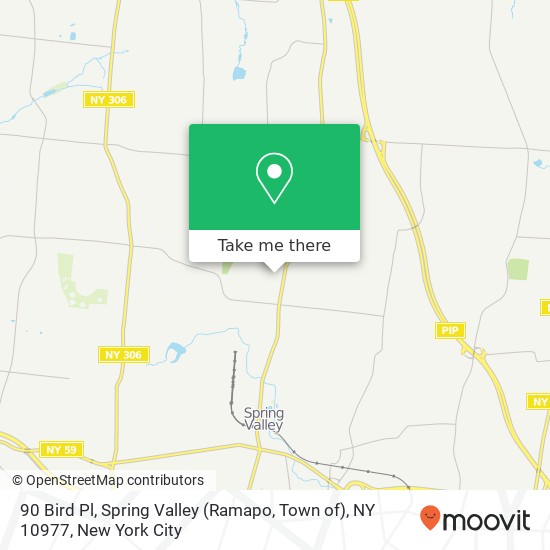 Mapa de 90 Bird Pl, Spring Valley (Ramapo, Town of), NY 10977
