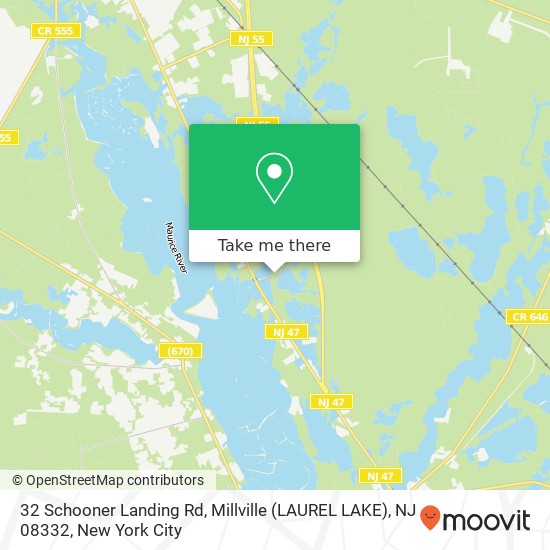 Mapa de 32 Schooner Landing Rd, Millville (LAUREL LAKE), NJ 08332