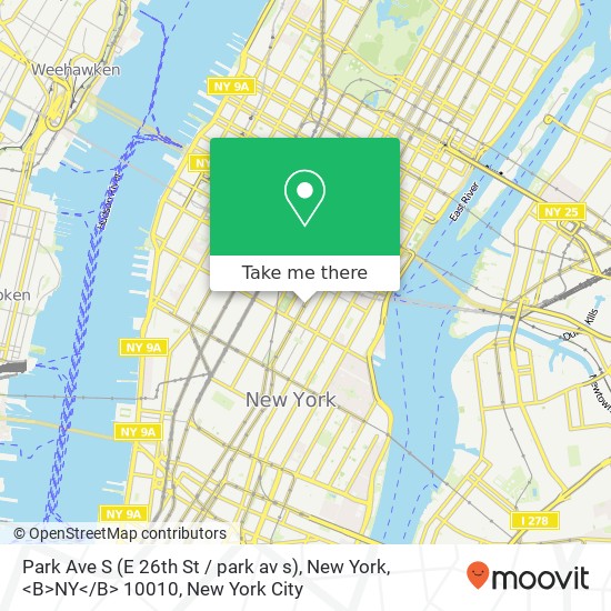 Park Ave S (E 26th St / park av s), New York, <B>NY< / B> 10010 map