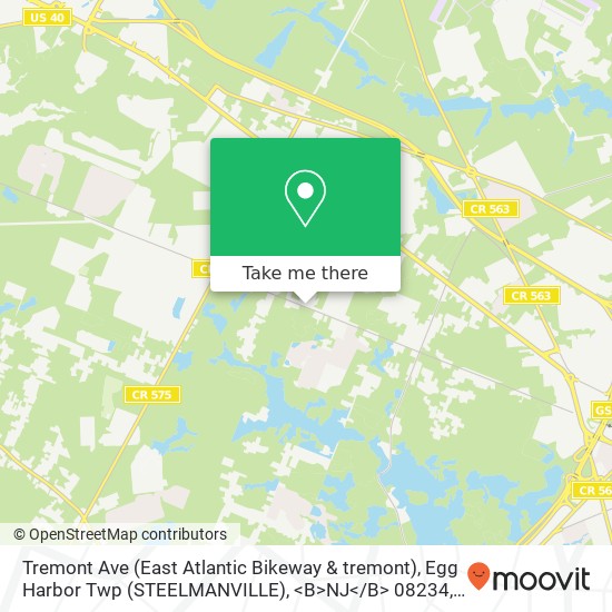 Tremont Ave (East Atlantic Bikeway & tremont), Egg Harbor Twp (STEELMANVILLE), <B>NJ< / B> 08234 map