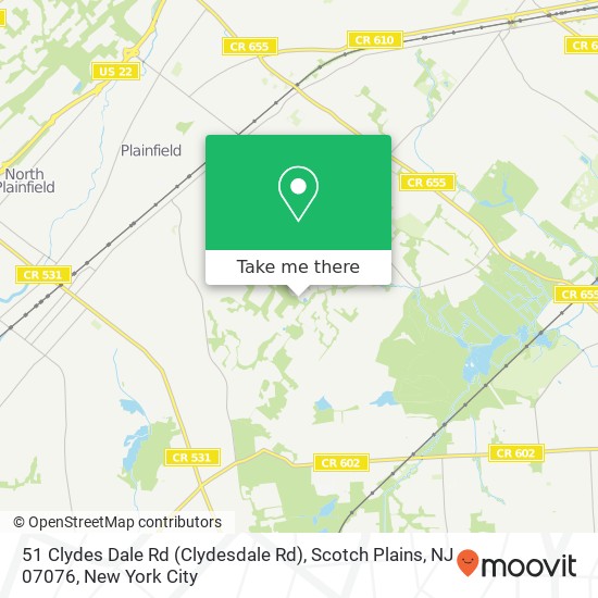Mapa de 51 Clydes Dale Rd (Clydesdale Rd), Scotch Plains, NJ 07076