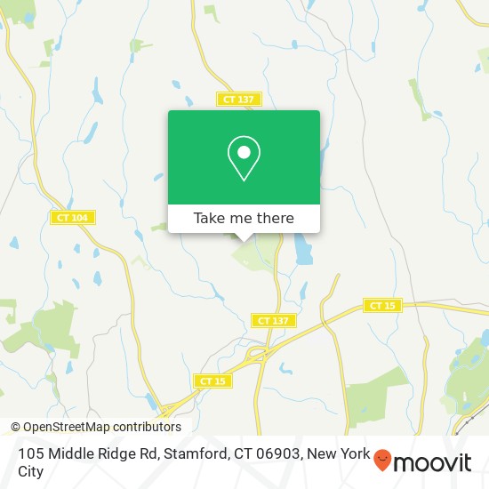 Mapa de 105 Middle Ridge Rd, Stamford, CT 06903