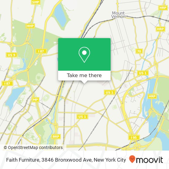 Mapa de Faith Furniture, 3846 Bronxwood Ave