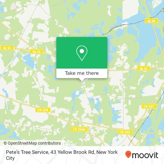 Mapa de Pete's Tree Service, 43 Yellow Brook Rd