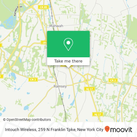 Intouch Wireless, 259 N Franklin Tpke map