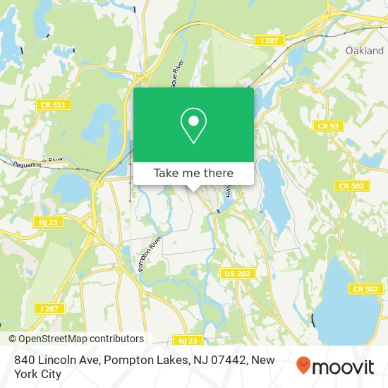Mapa de 840 Lincoln Ave, Pompton Lakes, NJ 07442