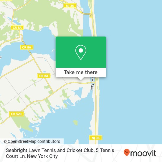 Seabright Lawn Tennis and Cricket Club, 5 Tennis Court Ln map