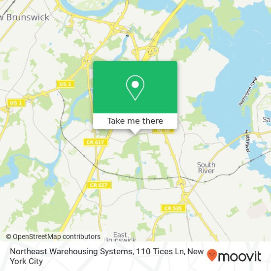 Mapa de Northeast Warehousing Systems, 110 Tices Ln