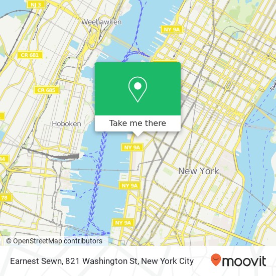 Mapa de Earnest Sewn, 821 Washington St