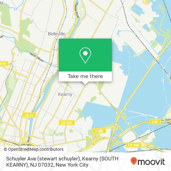 Mapa de Schuyler Ave (stewart schuyler), Kearny (SOUTH KEARNY), NJ 07032
