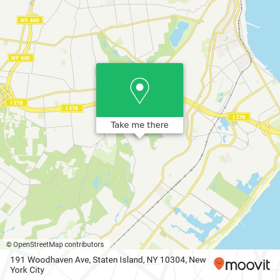 Mapa de 191 Woodhaven Ave, Staten Island, NY 10304