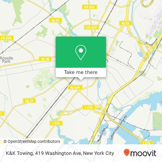 Mapa de K&K Towing, 419 Washington Ave