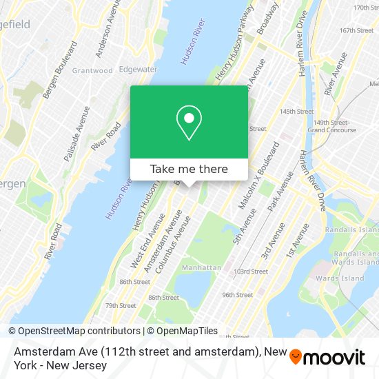 Amsterdam Ave (112th street and amsterdam) map