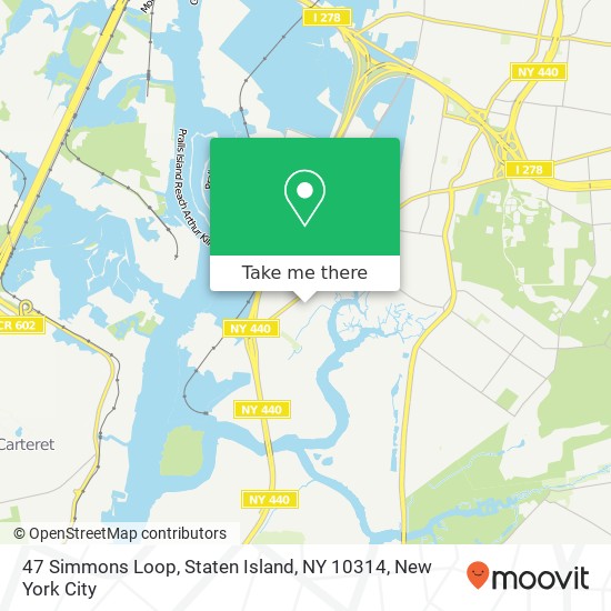 Mapa de 47 Simmons Loop, Staten Island, NY 10314