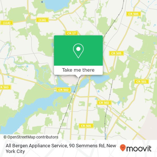 Mapa de All Bergen Appliance Service, 90 Semmens Rd