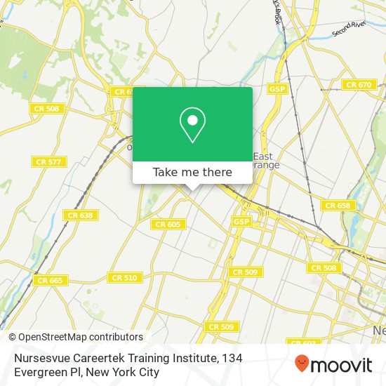 Mapa de Nursesvue Careertek Training Institute, 134 Evergreen Pl