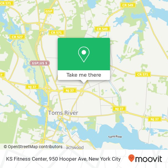 Mapa de KS Fitness Center, 950 Hooper Ave