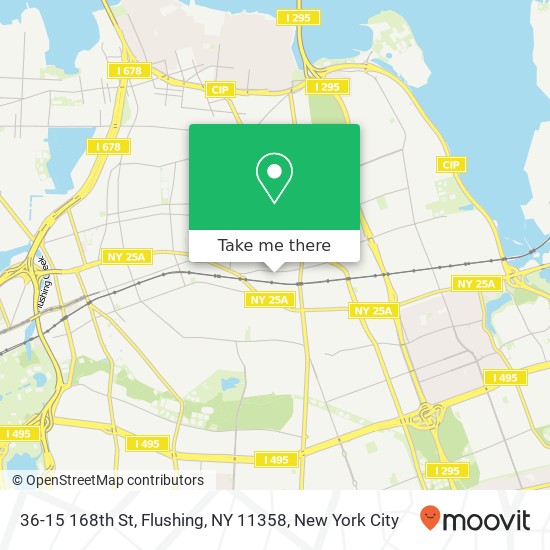 Mapa de 36-15 168th St, Flushing, NY 11358