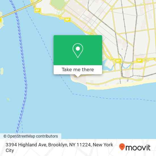 Mapa de 3394 Highland Ave, Brooklyn, NY 11224