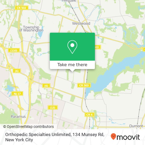 Mapa de Orthopedic Specialties Unlimited, 134 Munsey Rd