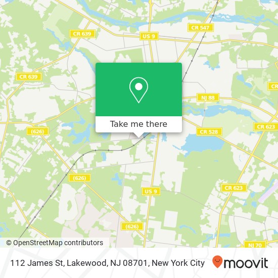Mapa de 112 James St, Lakewood, NJ 08701