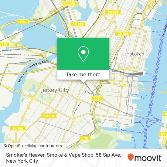 Mapa de Smoker's Heaven Smoke & Vape Shop, 58 Sip Ave