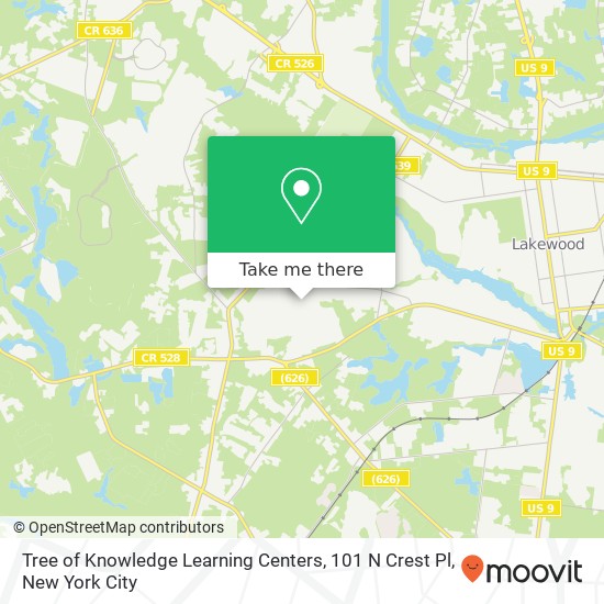 Mapa de Tree of Knowledge Learning Centers, 101 N Crest Pl