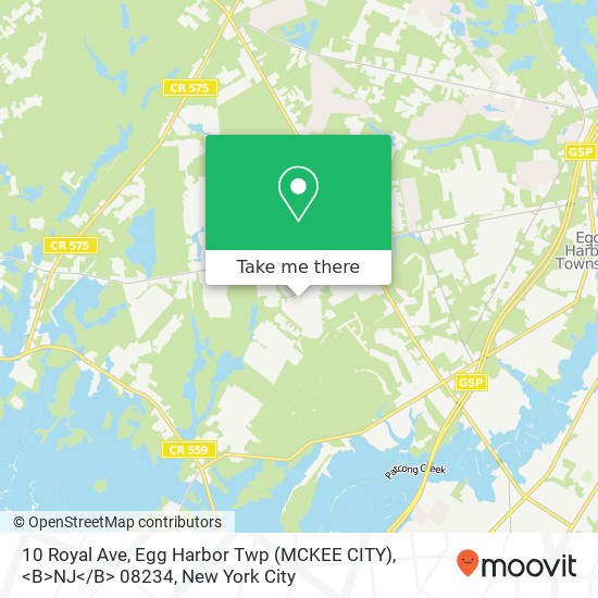 10 Royal Ave, Egg Harbor Twp (MCKEE CITY), <B>NJ< / B> 08234 map