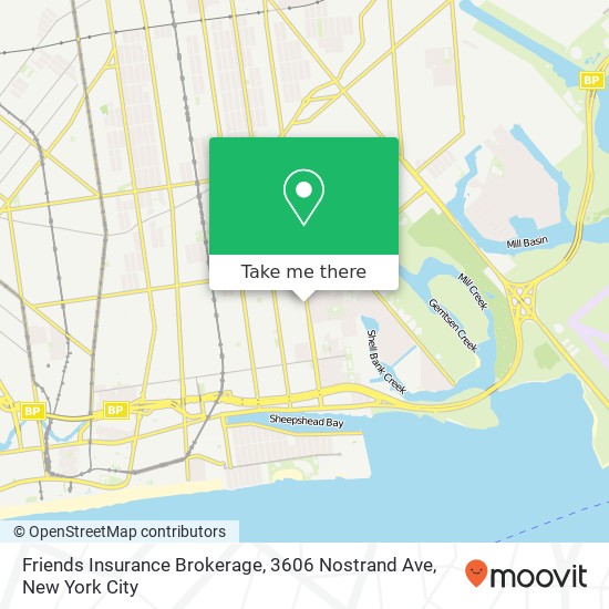 Mapa de Friends Insurance Brokerage, 3606 Nostrand Ave