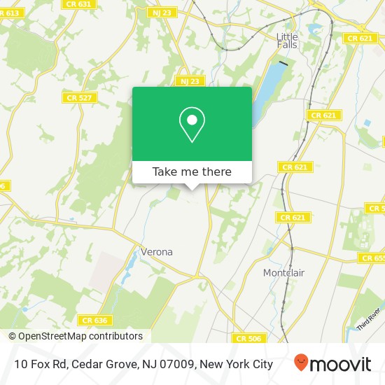 Mapa de 10 Fox Rd, Cedar Grove, NJ 07009