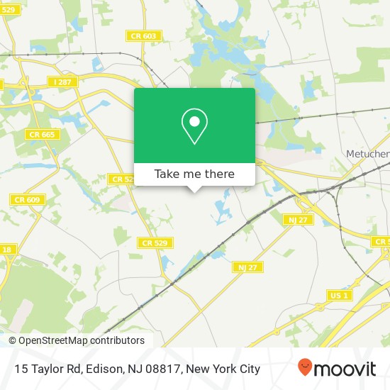 Mapa de 15 Taylor Rd, Edison, NJ 08817