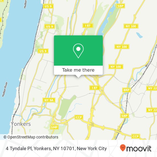 Mapa de 4 Tyndale Pl, Yonkers, NY 10701