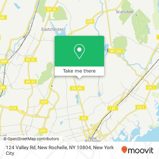 Mapa de 124 Valley Rd, New Rochelle, NY 10804