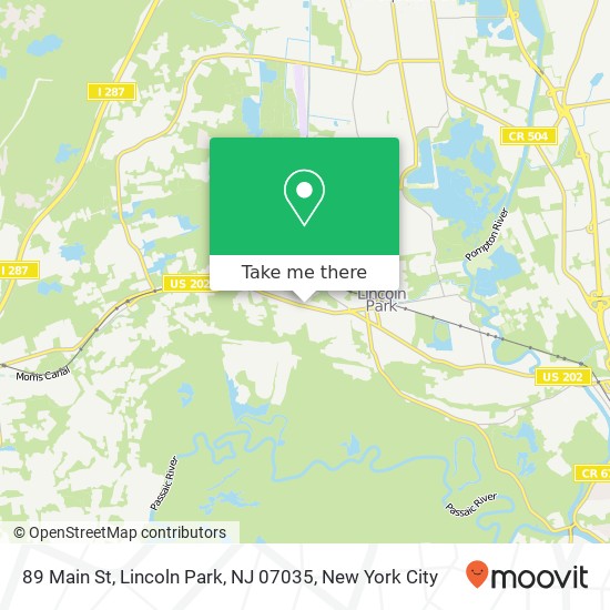 Mapa de 89 Main St, Lincoln Park, NJ 07035