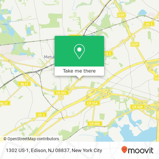 Mapa de 1302 US-1, Edison, NJ 08837