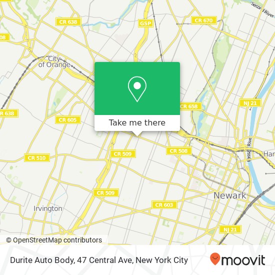 Mapa de Durite Auto Body, 47 Central Ave