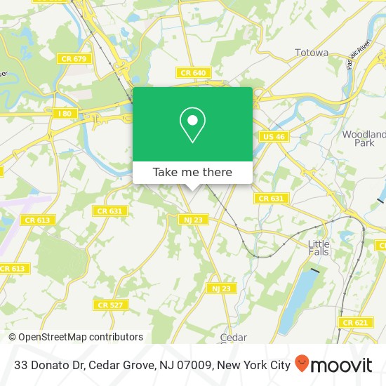 Mapa de 33 Donato Dr, Cedar Grove, NJ 07009