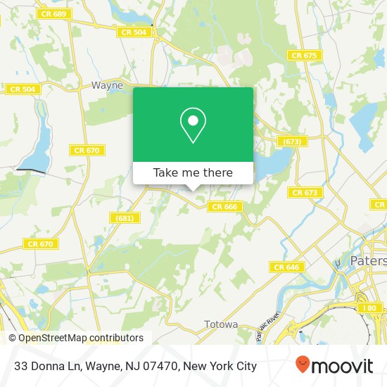 Mapa de 33 Donna Ln, Wayne, NJ 07470