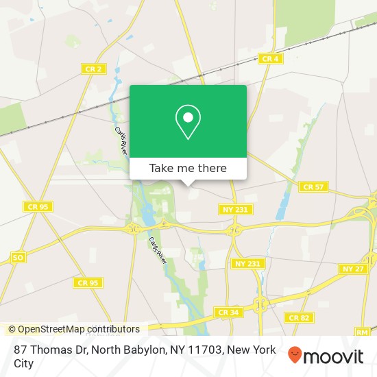 Mapa de 87 Thomas Dr, North Babylon, NY 11703