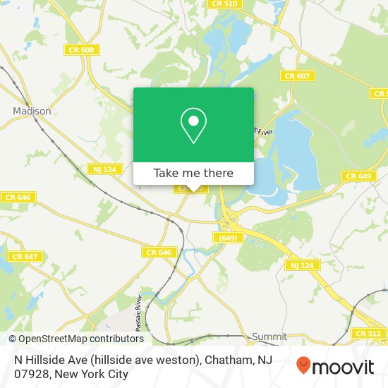 Mapa de N Hillside Ave (hillside ave weston), Chatham, NJ 07928