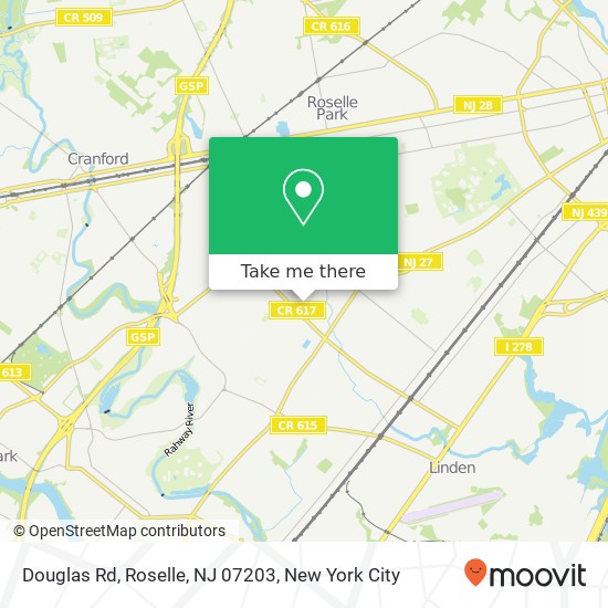 Mapa de Douglas Rd, Roselle, NJ 07203